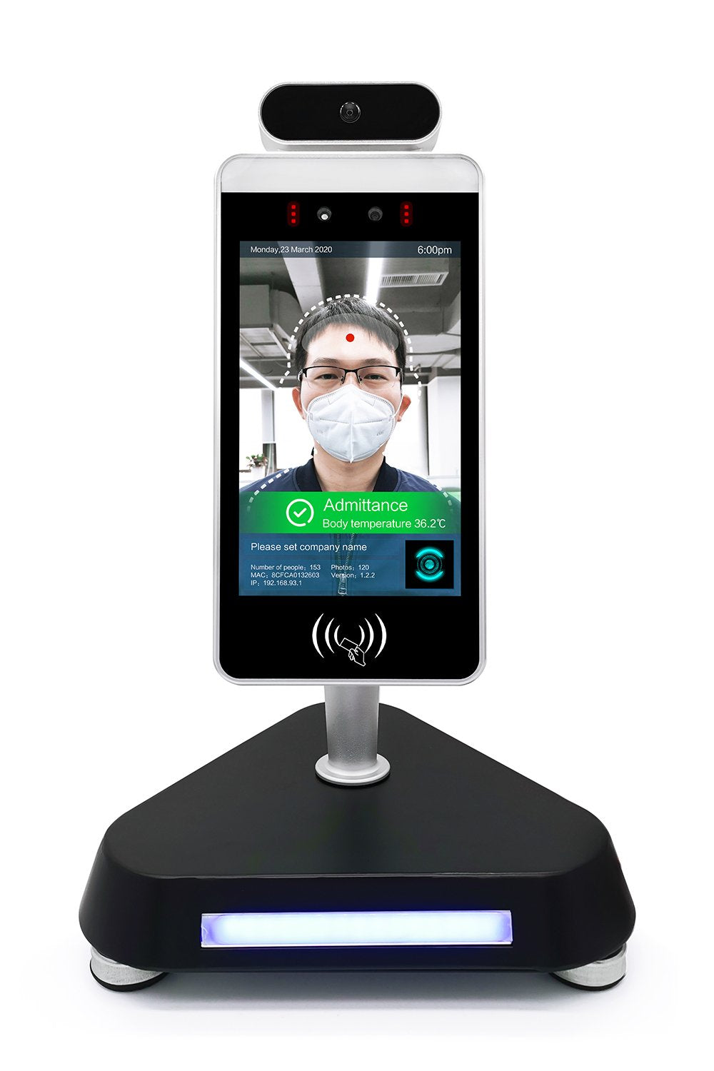 TempCheckin IR and facial recognition tower unit